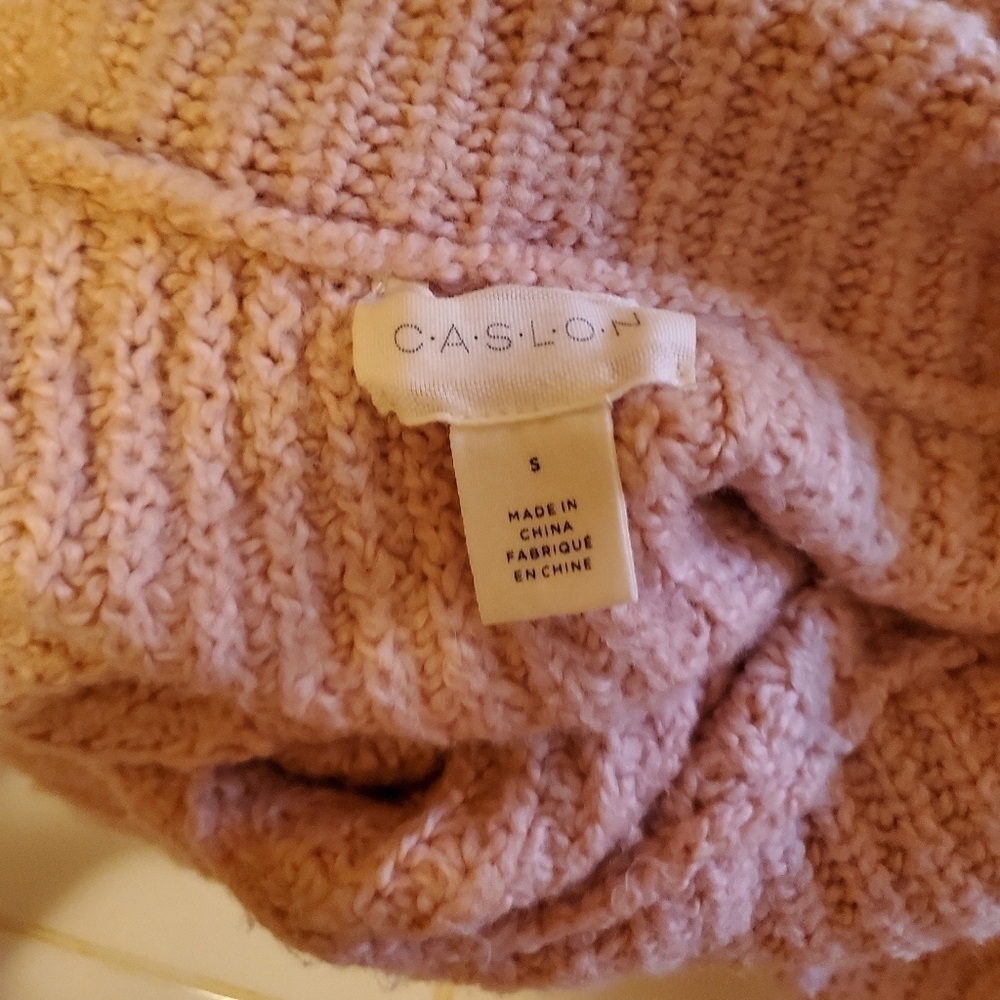Caslon Pink Turtleneck Sweater Small Chic Cable Knit Cowl Neck New Without Tags - Picture 9 of 14